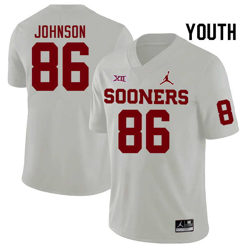 Youth #86 Cody Johnson Oklahoma Sooners College Football Jerseys Stitched-White - Click Image to Close